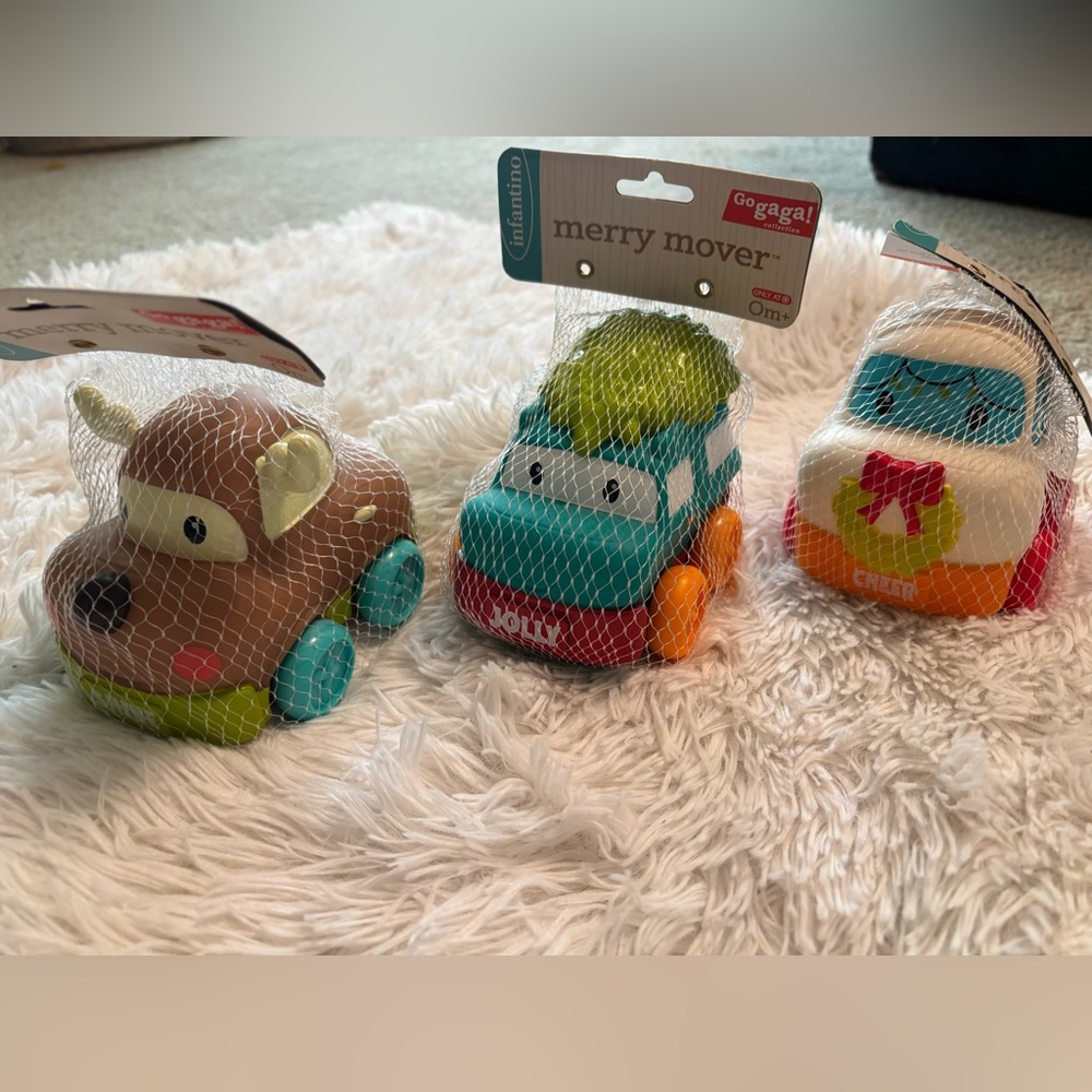Infantino Go Gaga Baby Toy Cars Set of 3 Sensory Rolling Infant Toys 0m+ Gift